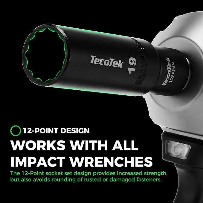 TecoTek 71PCS 3/8 Inch Drive 12 Point Socket Set, SAE(5/16-3/4in) and Metric(8-22mm), Deep & Shallow, CR-V with Drill Socket Adapter & Extension Bar 3/8 in, Hex Key Set