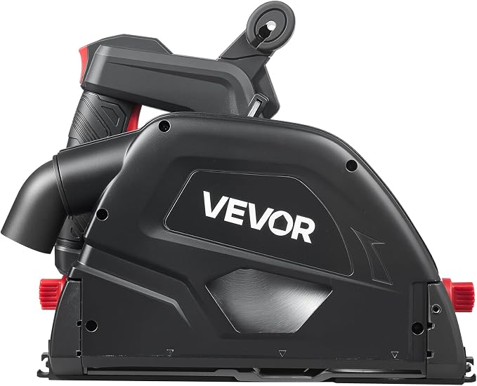 VEVOR Track Saw, 6-1/2-Inch, Plunge-Cut Circular Saw Kit, Tracksaw with 48-Tooth Carbide-Tipped Blade, 0-45° Angle Adjustment, 2.16 in Cutting Depth, for Wood, Plastic, Guide Rail Not Included, Black
