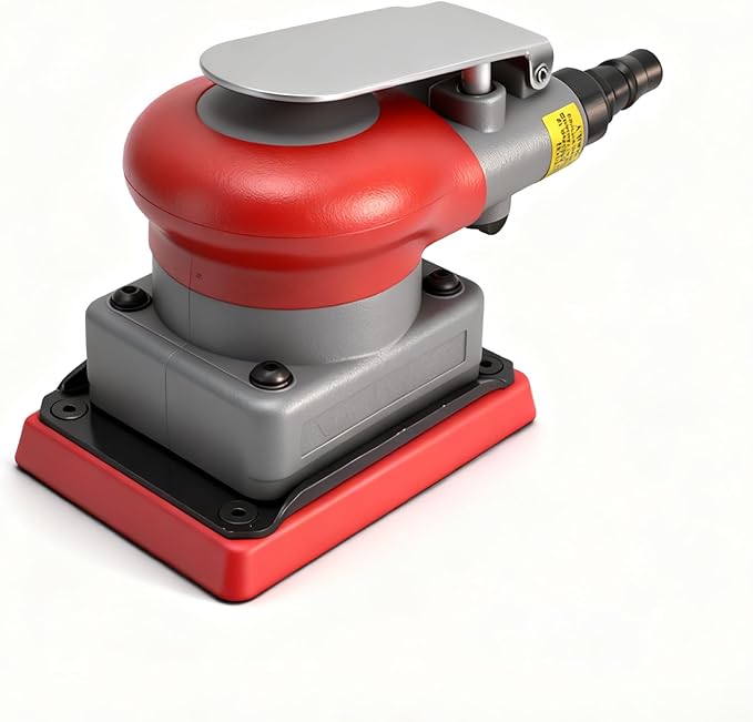 Pneumatic Sander Air Orbital Sander, Solid Alloy Steel Air Squares Sanding Machine 3 * 4 In 10000rpm Pneumatic Sander, Sanding Grinding Polishing Sander for Wood Metal Car Beauty