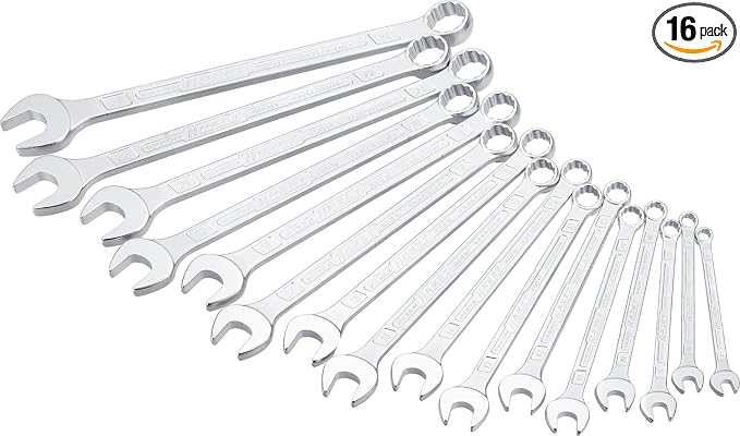 HAZET Combination Wrench Set 600SPC/16 I 16 Tools, Output: External Double Hexagon, Width Across Flats: 7-24 Mm, Slim Ring Wrench Shank with Extra Sturdy Double T-Profile