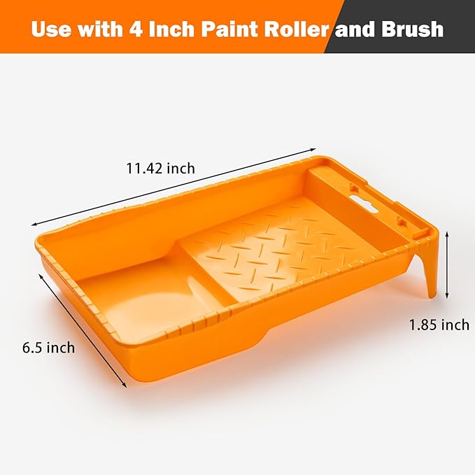 Mister Rui 4 Inch Paint Tray Liners - 20 Disposable Paint Pan Liners with Plastic Paint Tray, Small Paint Trays for Roller Brushes, Ideal for Home Painting, Trim Work, and Touch-Ups