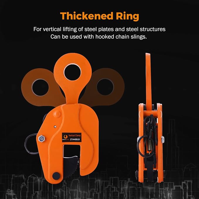 BEAMNOVA 2 Tons Vertical Plate Lifting Clamp, Non-Rotating Ring