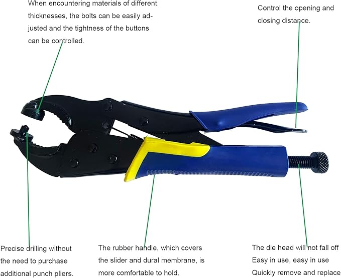 Heavy Duty Snap Fastener Tool Kit with 20 Sets Buttons, JYEASTZ Adjustable Buckle Pliers, Suitable for Repairing or Replacing Sailboat Cloth, Denim Clothing, Leather, Sun Visors, etc (Blue)