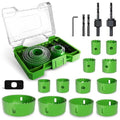 18 Piece Hole Saw Set - High Carbon Steel 19-76mm (3/4" to 3") Blades for Drywall, Softwood, Plastic, and PVC; Professional Grade with Instant Support