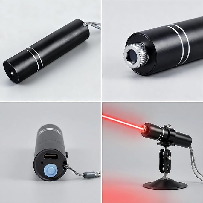 Three-Head Red Laser Level with 2M Charger | 650nm Cross/Linear Laser Generator | Rechargeable Alignment Tool for Woodworking, Construction & Fabric Cutting (Base & AC/DC Adapter), Red Line
