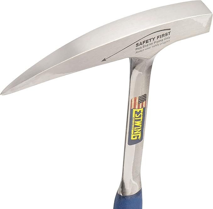 ESTWING Rock Pick - 22 oz USA Made Geology Hammer with Pointed Tip & Shock Reduction Grip - E3-23LP