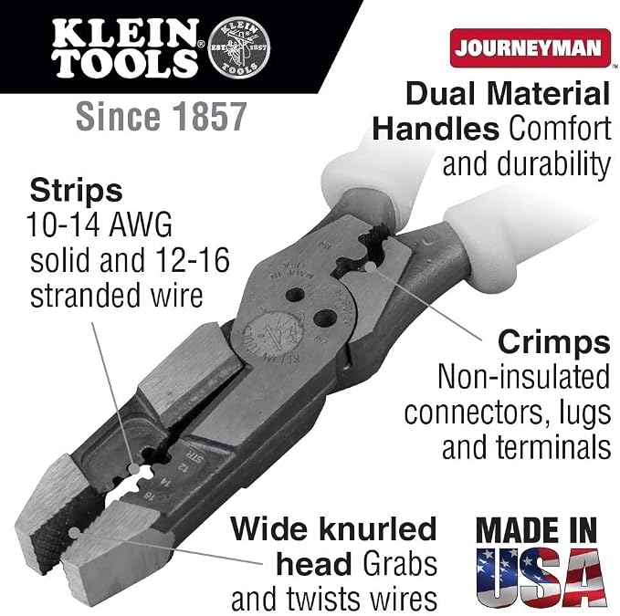 Klein Tools J215-8CR Multitool Pliers, Hybrid Multi Purpose Tool / Crimper, Wire Stripper, Bolt Shearing, Wire Grabbing, Twisting, Looping and Klein Tools 32308 Multi-bit Stubby Screwdriver, Impact Rated 8-in-1 Adjustable Magnetic Tool with Phillips, S...