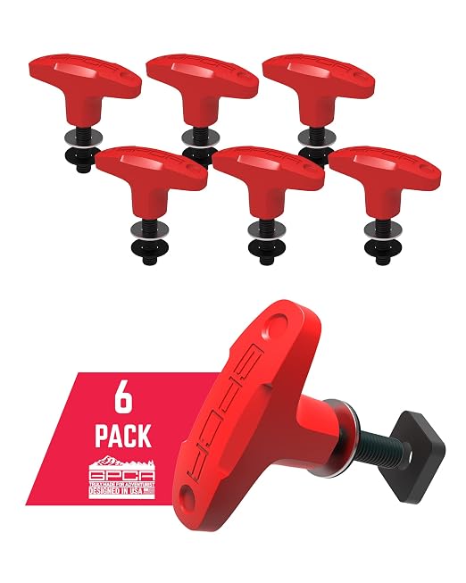 GPCA Quick Release Tie Down GP Anchor PRO, Wrangler JL 2018-2025 | w/o Nut, M8 25mm Thumbscrew, Hardtop Removal, Jeep Accessories & Cargo Tie Down (6PC, Red)