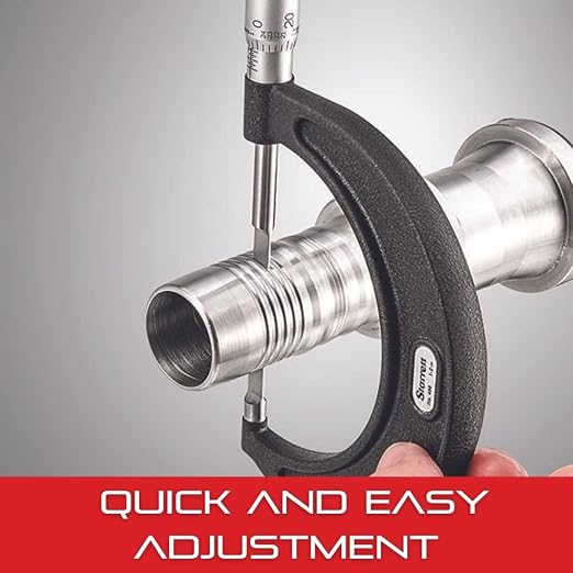 Starrett Outside Micrometer Set with One-Piece Friction Thimble, Satin Chrome Finish and Tapered Frame - Quick and Easy Adjustment, 0-3" Range, .0001" Graduations - ST436.1AXFLZ