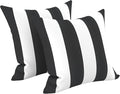 LVTXIII Outdoor/Indoor Throw Pillows, Decorative Throw Pillows with Inserts, 18”x18” Square Pillows for Bed, Couch, Sofa and Patio Furniture (Set of 2, Cabana Black)