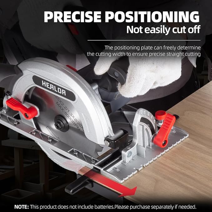 Cordless Circular Saw, Portable Table Saw Compatible with Dewalt 20V Battery, Power Mini Circular Saw with 7-1/4-Inch Blade, 5600RPM, Adjustable 0-57° Max Angle for Wood Cutting Tools (No Battery)