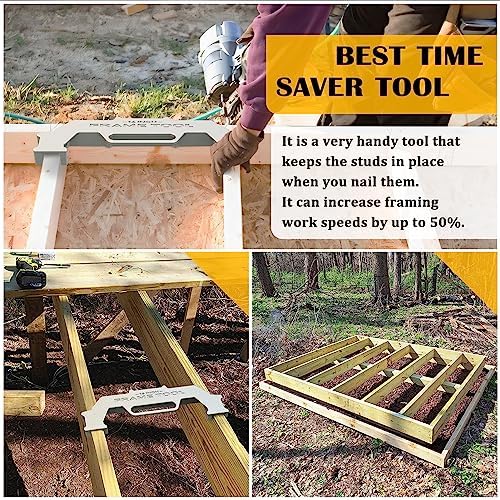 Framing Tools,16 Inch On-Center Stud Layout Tool,100% Cast Aluminum Framing Spacing Tool,Premium Wall Stud Framing Tool,Precision Measurement Jig Tool For Framing Wall (2 Pack)