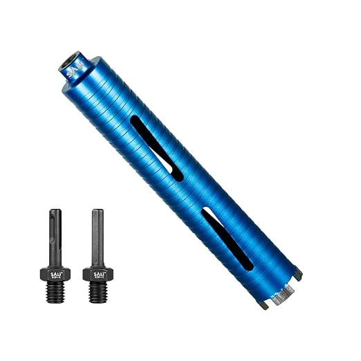 SALI Diamond Core Drill Bits 1 5/8" Diameter 10"/254mm Drilling Depth 5/8-11" Thread Core Bit Turbo Laser-Welded Segments for Cured Concrete with, Brick, Block, Masonry, with Two Adapters