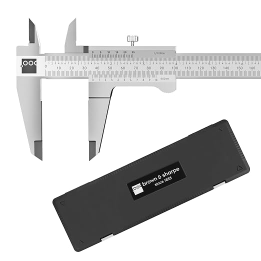 Brown & Sharpe 12-Inch Vernier Caliper, Precision Measuring Tool with 0.001 Inch Resolution, Hardened Stainless Steel, Smooth Sliding Frame, Locking Screw for Measurements