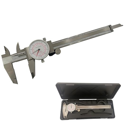 0-6 Inch/150mm Dial Caliper Dual Reading Scale, MFQNENLK 4-Way Measurement Calipers, Inch/Metric SAE Standard, 0.001”/ 0.02 mm Accuracy Shockproof Measuring Tool (Dial Caliper 0-6"/150mm Range)