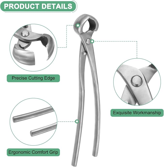 M METERXITY Bonsai Tool - 11 Inch Stainless Steel Knob Cutter, Bonsai Tree Plants Modeling Tools, Applying to Gardening Pruning Knobs/Tumors (280mm, Silver)