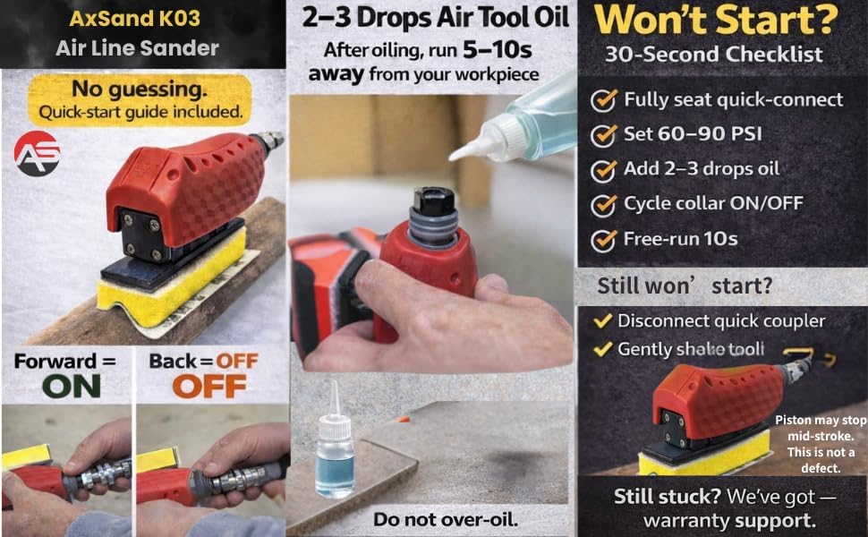 Air Straight Line Sander+ Interchangeable Contoured Profile Block&Sandpaper