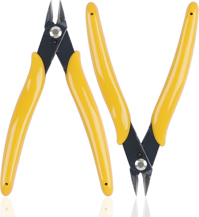 1 Pack Micro Wire Cutters, 5 Inches Flush Cutters Pliers, Diagonal Side Cutters Nippers, Zip Tie Sprue Cutter for Electronics, Plastic Models, Jewelry (Yellow)
