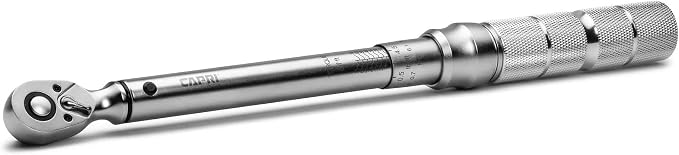 Capri Tools 31201 15-75 Foot Pound Industrial Torque Wrench Drive, 3/8" Drive, Matte Chrome