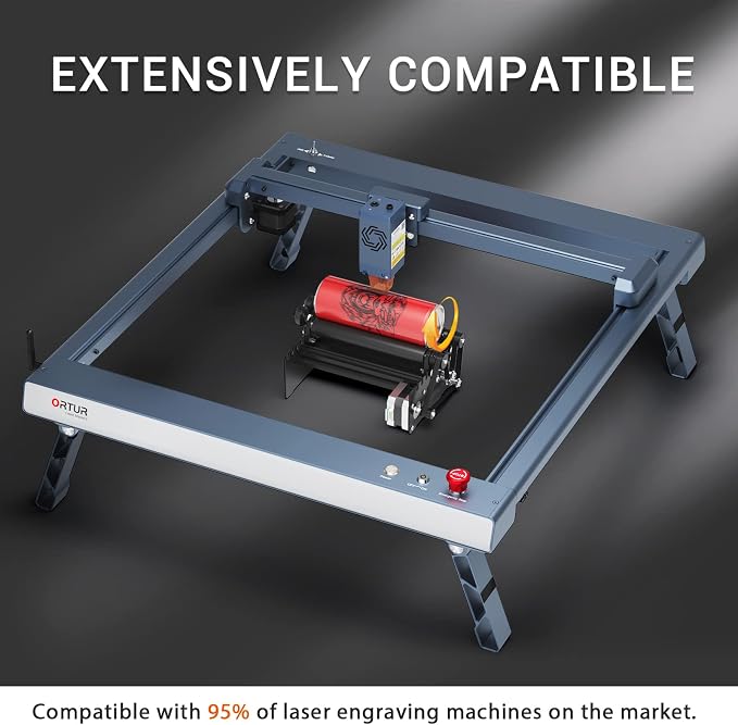 ORTUR Laser Rotary Roller, 360° Laser Engraver Y-axis Rotary Module for Engraving Cylindrical Objects Cans, 7 Adjustment Diameters, Min to 8mm, Compatible with Most Laser Engraving Machines