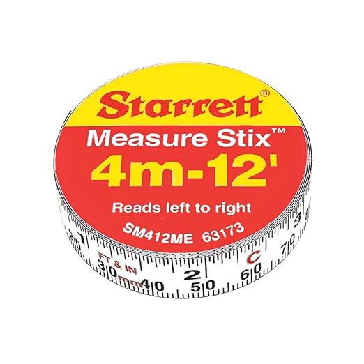 Starrett Tape Measure Stix with Adhesive Backing - Mount to Work Bench, Saw Table, Drafting Table - 1/2" x 12', English Metric, Left-Right Reading - SM412ME