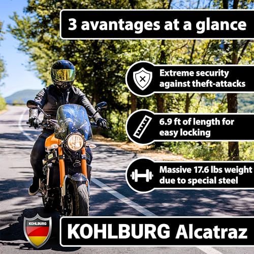 KOHLBURG 18lbs Massive Motorcycle Chain Lock [Sold Secure Diamond] 7ft Long
