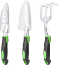Garden Tools Set, 3 Pack Heavy Duty Gardening Tools Set Include Garden Shovel, Transplant Trowel and Hand Rake with Ergonomic Non-Slip Handle, Aluminum Alloy Lawn and Garden Hand Tools for Planting