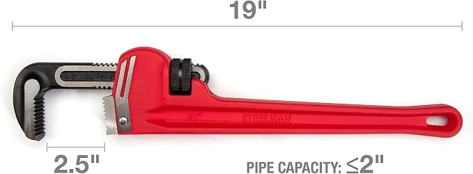 Steelman 60881 18-Inch Heavy-Duty Cast Iron Straight Handle Pipe Wrench