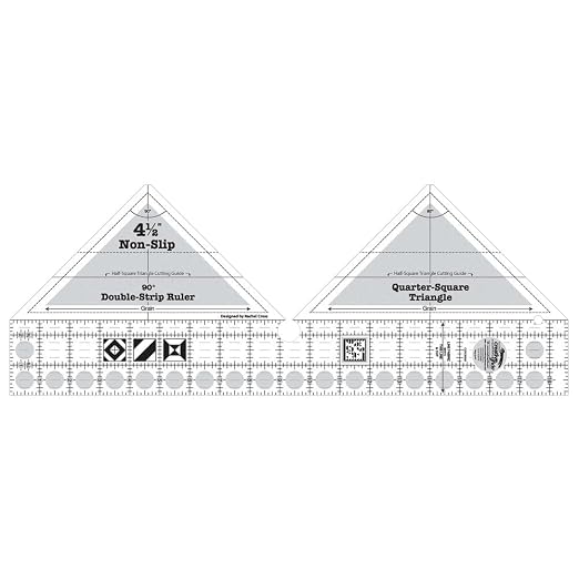 Creative Grids 90 Degree Double-Strip Quilt Ruler – CGRDBS90 – Made in USA, 7in x 18-3/4inin, Non-Slip Grip Acrylic Quilting, Sewing, Crafting, Patchwork Ruler & Template