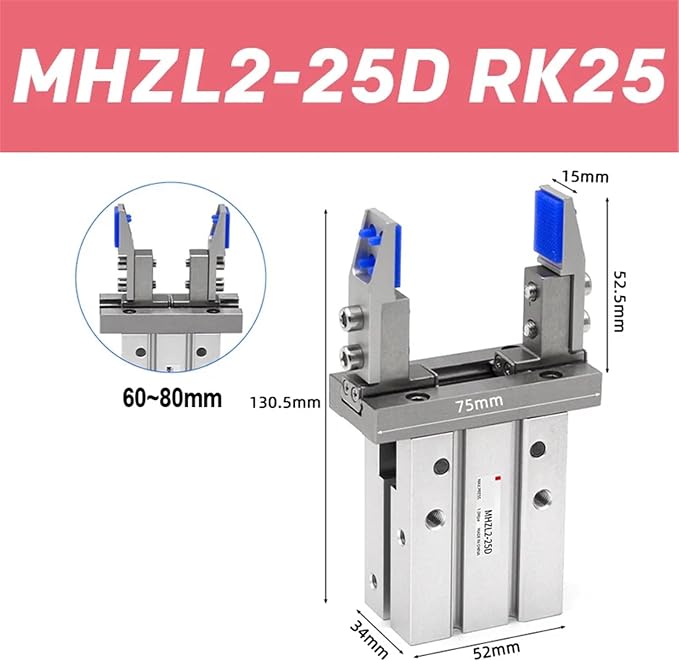 1pcs MHZ2 Finger Cylinder Parallel clamp Claw Fixture MHZ2-16D MHZ2-20D Bracket Extended Internal Support Bracket(MHZL2-25D RK25)