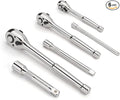 3/8“ 1/4“ 1/2“ Drive 90-Tooth Ratchet Wrench Set with Extension Bar | Socket Wrench, Reversible Design, Quick-Release, Cr-Mo Head, Cr-V Made, 4° Swing Arc, Full Polished