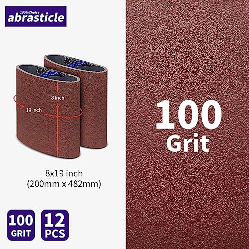 12 Packs 8 x 19 inch 100 Grit Cloth Floor Sanding Belts Ideal for Sanding Commercial and Residential Flooring