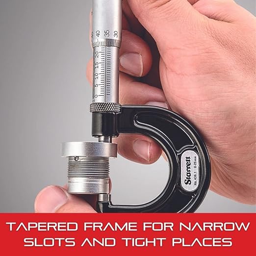 Starrett Outside Micrometer with One-Piece Spindle, Satin Chrome Finish and Advanced Sleeve Design - Quick and Easy Adjustment, 3-4" Range, .001" Graduation - 436.1XRL-4