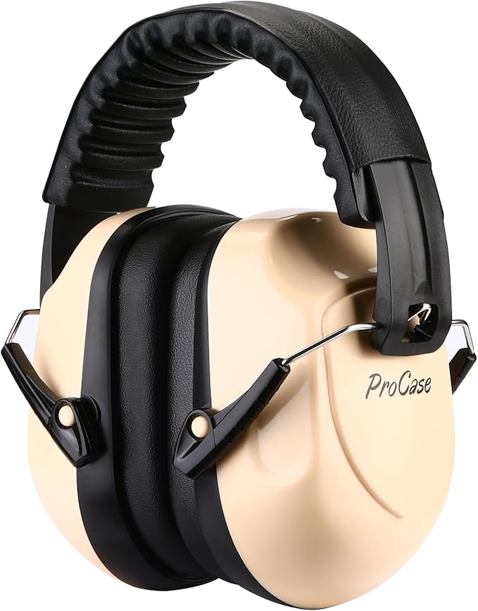 ProCase Noise Reduction Ear Muffs, Sound Proof Ear Protection, NRR 28dB Noise Cancelling Headphones for Adults Kids Autism, Hearing Protection for Shooting Gun Range Mowing -Beige