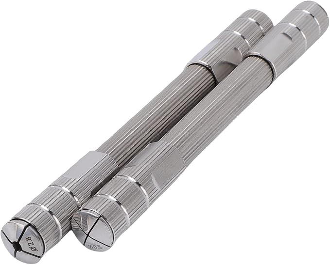 Fabater Double Ended Pin Vise, 2 Pcs 4.7in Stainless Steel Compact Hand Drill, Wire Twisting Tool with Storage Box and Non Slip Grip for Jewelry Making, Watch Repair and DIY Projects