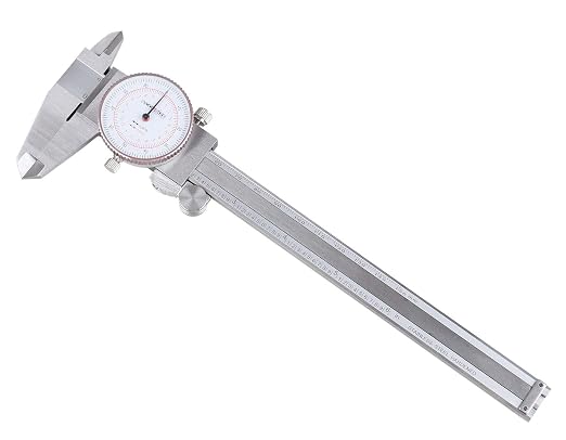 Accusize Industrial Tools 0-6''/0-150 mm by 0.001''/0.02 mm Inch/Metric Dual Needle Precision Dial Caliper Stainless Steel, P920-S236