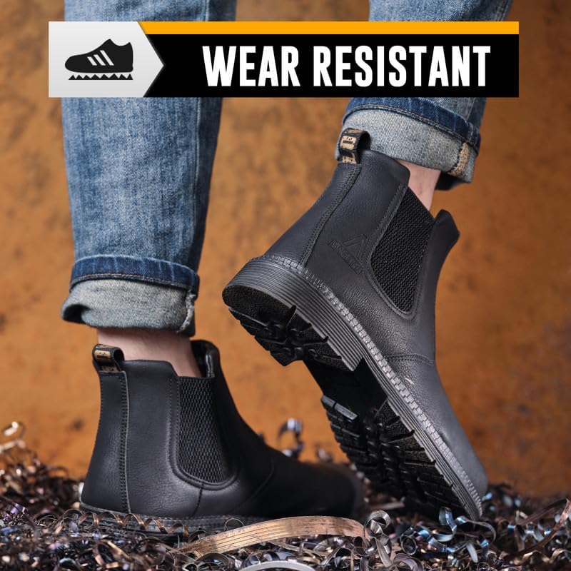 Steel Toe Boots for Men & Women,Slip On Work Boots for Construction