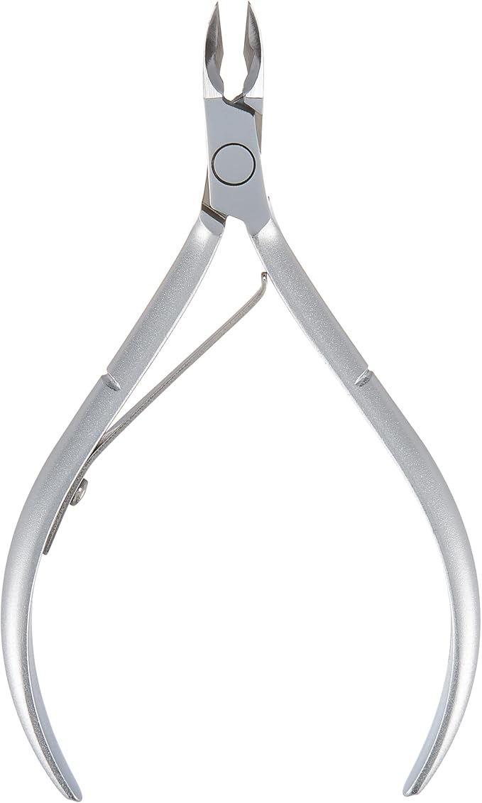 Premium Hard Steel Cuticle Nipper - D-506, Precision Nail Tech Nipper with Grey Plated Full Jaw and Single Spring
