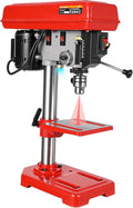 Garvee 8" Benchtop Drill Press, Laser Ray (Class II Max. 1mW), Tabletop Drilling Machine with 5 Adjustable Speeds (620 to 3100 RPM), 0-45°Tilting Worktable with LED Light (1W), for Wood or Metal