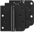 Luxbaro 3 Pack Self Closing Door Hinges 4 Inch, Matte Black Spring Loaded Hinges with Square & 5/8" Radius Corners, Adjustable Tension for Garage, Front Door, for Left and Right Hand Door, UL Listed
