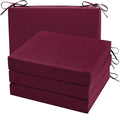 Cozyide Outdoor Chair Cushions, Waterproof Patio Seat Cushions with Adjustable Straps, Square Corner Patio Chair Cushions for Garden, Burgundy, 18.5x16x3 Inch (Pack of 4)