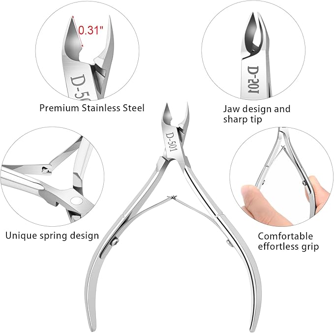 4 Packs Cuticle Nipper & Nail Trimmer, Premium Stainless Steel Cuticle Trimmer for Manicure & Pedicure at Home/Spa/Salon [Silver]