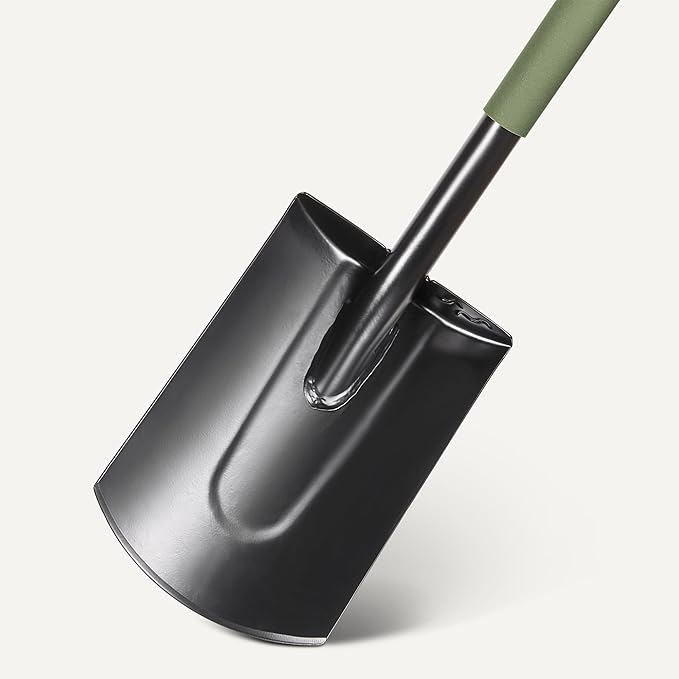 Amazon Basics Gardening Shovel for Digging and Edging, Flat Spade, D-Handle, 47 Inch, Black/Olive