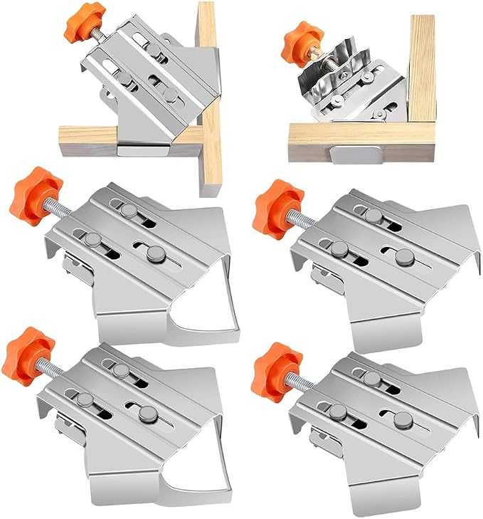 Quick Right Angle Fixing Clip, Multipurpose Stainless Steel 90° Degree Corner Clamp for Woodworking, T-shaped Right Angle Clamping Tool with Adjustable Swing Jaw Right Angle (Open&closed Type)
