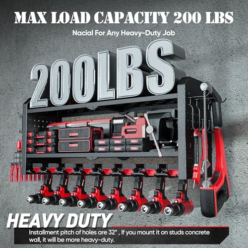 Nacial Power Tool Organizer 8 Drill Holder Wall Mount, 3 Layer Organizer