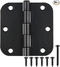 24 Pack Matte Black Door Hinges 3.5 x 3.5 Inch Interior 3 1/2 Inch Door Hinges for Doors Rounded 5/8" Radius Corners Flat Iron Hinge 3 ½"x 3 ½" Door Hardware Bisagras para Puertas Bedroom Home Decor