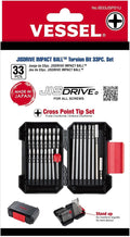 VESSEL JISDRIVE Impact Ball Torsion Bit 33PC. Set, No. IB33JSP01U Made in Japan (Cross Point Tip Set)
