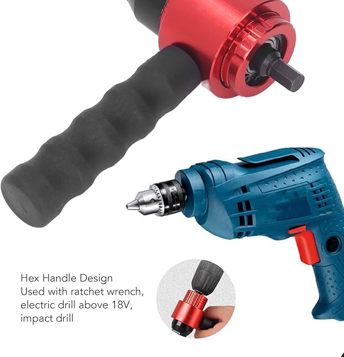 Zooke Electric Rivet Gun Adapter, Cordless Drill Riveting Insert Nut Tool with 5 Rivet Heads and Handle Wrench, Nut Drill Adapter Kit, Rivet Attachment for Screwdrivers and Drills