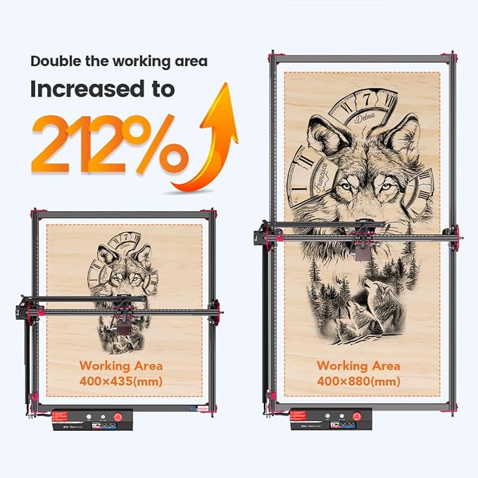 Algolaser DIY KIT MK2 Y-Axis Extension Kit - Laser Engraving Area Expansion to 15.7" x 34.6" (400 x 880mm) - Compatible with Algolaser DIY KIT MK2 10W for Laser Engraver & Cutter - Easy Installation