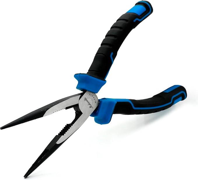 Needle Nose Pliers, mshandto 8" Long Nose Pliers for Wire Bending, High Carbon Steel Needle Nose Plier, Serrated Jaw Pliers for Jewelry Making, Electronics Repair, Object Grasping, Craft Making